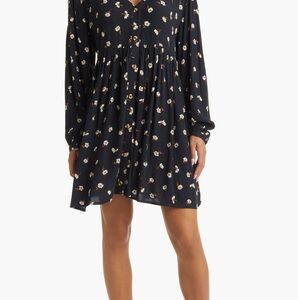 Billabong Babydoll Floral Black Dress